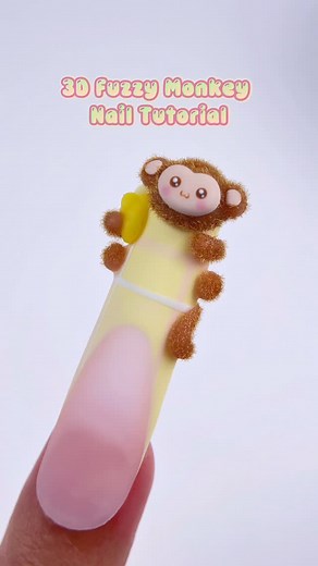 Crisania Neri on Instagram: "3D Fuzzy Monkey Nail Tutorial🐒💛 I been wanting to recreate this nail design bc lately i see it everywhere so i decided to do you guys a tutorial on it and with the fuzz??? omg i’m obsessed! he’s so cute holding his little banana 🍌 would you wear this nail design?💛🐒 Using @cris3dshop 🐒Brown Cris Clay 🐒Pink Nu Cris Clay 🐒DGEL X CRISANIA NERI LINER GELS 🐒9mm Liner Brush 🐒18mm Liner Brush 🐒Diamond Top coat 🐒Cris Fix 🐒Sculpting Tools 🐒Sculpting Brush 🐒Cris