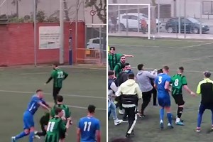 Watch astonishing mass brawl that involved EVERY player as kicks and punches fly