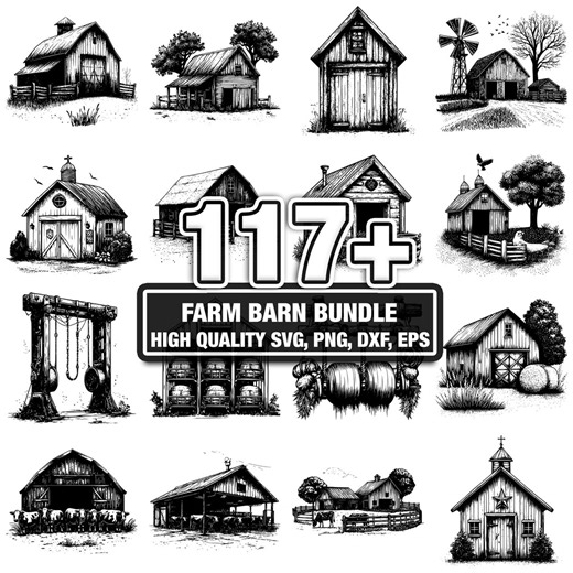 117+ Farm Barn SVG Bundle,instant Digital Download Png, Dxf, Eps, Svg, Cricut Cut Files, Silhouette, Commercial Use, Digital Clipart - Etsy