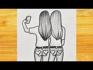 Cómo dibujar mejores amigas / Dibujos sencillos y fáciles para principiantes