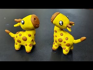 How to Make a Clay Giraffe, Giraffe clay modelling for kids Clay Giraffe making Make Clay Animals