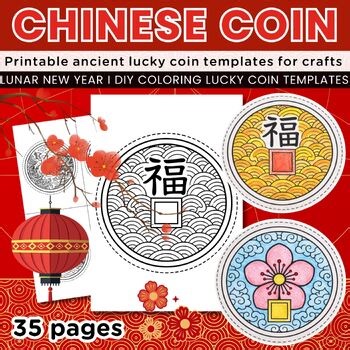 Chinese Coin Coloring Templates for DIY Crafts, Bulletin Boards, Classroom Decor