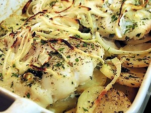 Baked Fish with Potatoes and Onions - Salt Table