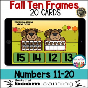Fall Ten Frame Boom Cards Numbers 11-20