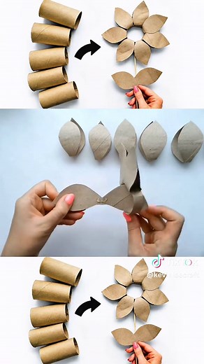 Toilet Paper Roll Flower Craft: トイレットペーパーの芯で作る花 (DIY)