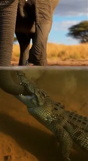 The Ultimate Tug-of-War: Elephant vs. Crocodile! 🐘🐊