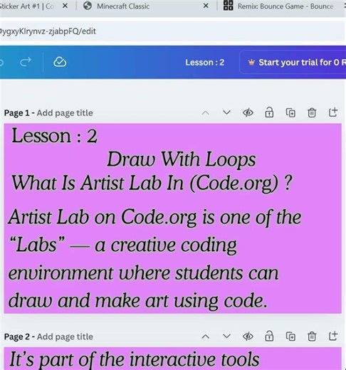 Minecraft Lab Lesson 2 Draw With Loops + Watch Full Lesson On Code With Muhammad #codingforkids