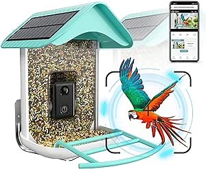 Bird Feeder with Camera,Smart Bird Feeder with Camera Wireless Outdoor, Bird House Camera with 2 Solar Panels,1080P HD Video, Auto Capture Bird Videos,AI Identify Bird Species,APP Control