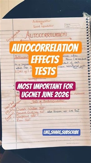 Autocorrelation, effects and tests...#ugcnet #jrf #assistantprofessor#exam #Net&Jrf Mentor#june2026