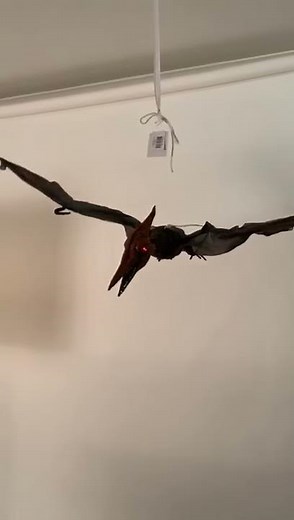 H 73 398 Hanging Animated Flying Pterodactyl Haunted House Halloween Decoration with Lights and Soun