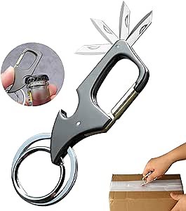 Keychain, Car Key Chain, Carabiner Clip with Key Ring and Bottle Opener for Men and Women