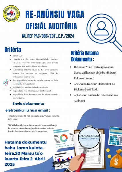 Re-Anúnsiu Vaga Ofisial Auditoria 2025