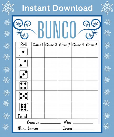 Winter Bunco Game: Printable Score Cards & Tally Sheet (PDF) - Etsy