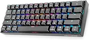 VELOCIFIRE 60% Wireless Mechanical Keyboard, M2 TKL61WS Bluetooth Customizable 61-Key Hot Swappable Outemu Brown Switch Mechanical Keyboard with RGB Backlit, Compatible with Mac OS and Windows OS
