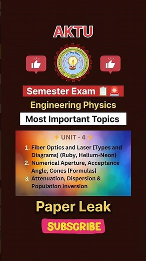 AKTU Engineering Physics UNIT 4 🚨 Most Important Topics 🔥 Paper Leak 😱 #thenextengineer