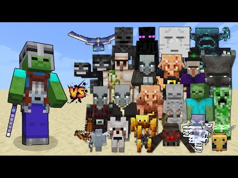 Armored Zombie (Minecraft Dungeons) vs Every mob in Minecraft - Armored Zombie vs All mobs