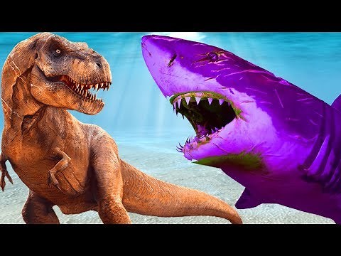 tiburón vs dinosaurios lucha real | dibujos animados de tiburones ataques de dinosaurios más mortífe