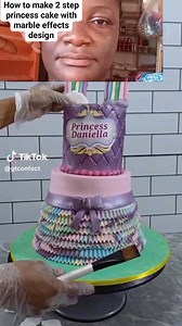 How to make 2 step princess cake with marble effects design | Irresistiblecake/funnyv