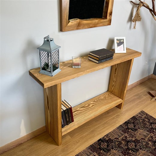Narrow Console Table: Handnade Rustic Console, Farmhouse Entryway Shelf - Etsy