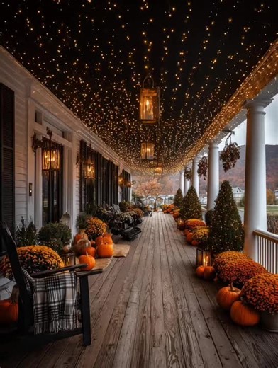Fall Front Porch Decor Ideas with Pumpkins and Mums