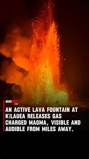 News Buzz Hotline | Kīlauea volcano shows active lava fountaining as gas-rich magma erupts from the vent, breaking into glowing droplets that fall back into... | Instagram