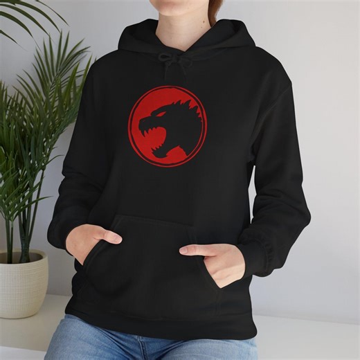 Godzilla Hoodie | Black Kaiju Hooded Sweatshirt - Etsy