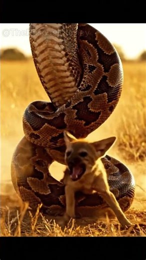 🐍 Python vs Jackal Pup | The Struggle for Survival | Cinematic Wildlife Battle #shorts #animals