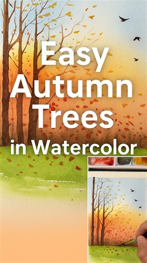 How to Paint Autumn Trees in Watercolor | Easy Fall Landscape...