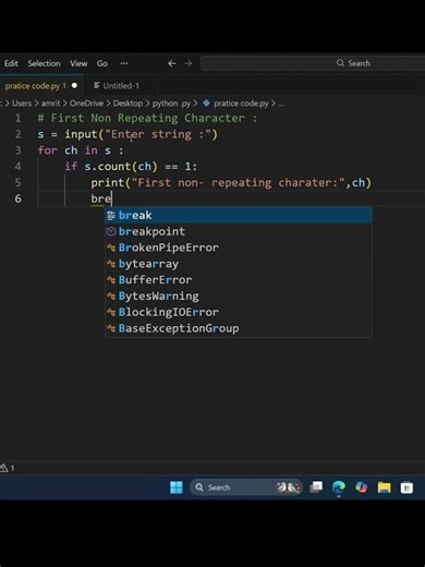 First Non-Repeating Character #shorts