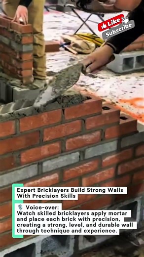 Expert Bricklayers Build Strong Walls With Precision Skills #construction #brickwork #masonry