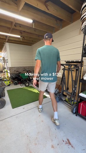 Mowing with a cheap $130 reel mower. This is an Earthwise 7 blade. What do you think? ⛳️ #reelmowing #reelmower #lawn #diy