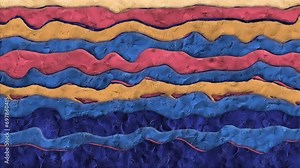 Wavy Lines Claymation Animation 4K Loop features wavy lines moving across the screen in a Claymation stop-motion style in a loop. Not A.I. generated.