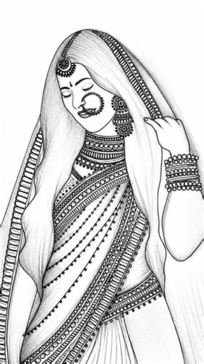 Traditional Indian Bridal Sketch | Pencil Art Drawing ❤️🎨