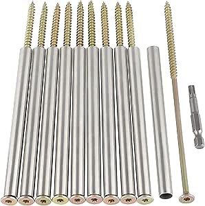 10 Pack 7'' Gutter Screws with Stainless Steel Ferrule and Hex Drill Bit, Gutter Nails for 5" Wide Roof Gutter Repair or Installation
