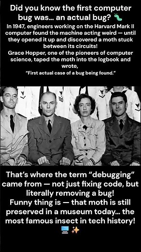 🪳 The First Computer Bug Was a Real Bug?! | Grace Hopper & the Harvard Mark II Story #techshorts
