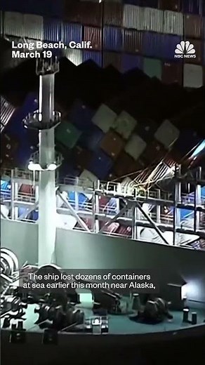 Containers at risk of falling from ship in Long Beach
