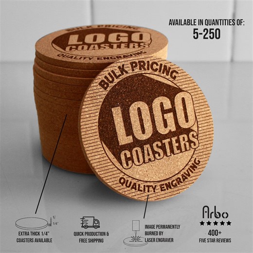 Engraved Logo Cork Coasters – Personalized Business Branding - Etsy