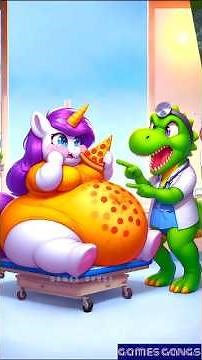 Evolution of Unicorn: Chubby unicorn in the hospital for Pizza overeating problem😂 #unicorn #pizza