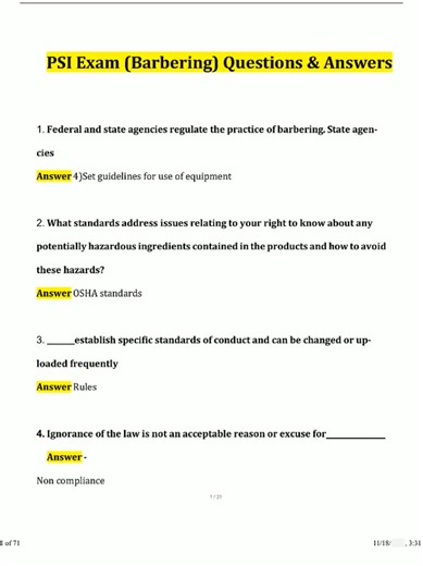 PSI EXAM BARBERING ACTUAL QUESTIONS VERIFIED ANSWERS 2026 – 100 REAL QUESTIONS TO PASS YOUR BARBER STATE BOARD FIRST TRY 🔥💥 PSI BARBER EXAM POWER DROP ALERT‼️ PSI barber exam got you in full panic mode? 😱💦 This video unleashes 100 ACTUAL questions VERIFIED correct answers straight from what PSI-administered barber state boards are testing RIGHT NOW – the freshest 2026 updates included! Covers EVERY high-yield PSI barber topic: infection control & bloodborne pathogens (PSI standards), tools &