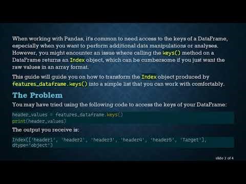 How to Convert Pandas DataFrame Keys to a Simple Array
