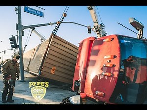 Major Rollover - Big Rig Lands on a Fire Hydrant (Rotator Recovery)