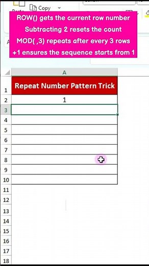 Excel Trick: Repeat Pattern 🔁