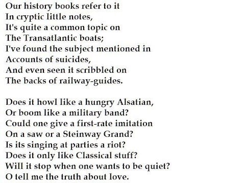 O Tell Me the Truth About Love by W.H. Auden (read by Tom O'Bedlam)