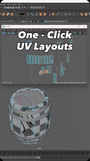 Zubin K on Instagram: "Try out this quick UV distribution tool in Autodesk Maya that helps you straighten UV shells, control spacing, and distribute them instantly for production ready UV layouts in seconds. Perfect for hard surface models, mechs, environments and characters with lots of pieces. Speed up your modeling workflow by adding this tool to your toolkit. Save this for later and follow for more UV tips! #3dmodeli̇ng #uvs #hardsurface"