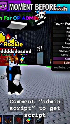 Tower for Admin Script 💀 #roblox #scripts #fescripts #shorts