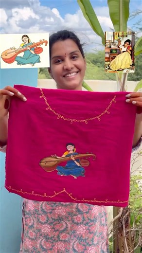 Alakananda_arts on Instagram: "From watching Bapu Bommalu in books to painting them on blouses — pure nostalgia 💛 Mother–Daughter duo blouse paintings with Kolam borders ✨ Feeling blessed to bring these memories to life through art 🎨 Orders open @alakananda_arts 🌸 #BapuBommalu #TanjoreArt #FabricPainting #BlousePainting #KolamArt #MotherDaughterDuo #SouthIndianArt #TraditionalArt #IndianArtists #HandpaintedBlouse #NostalgicVibes #AlakanandaArts #CustomArt #HeritageArt #EthnicWearArt #MadeWith