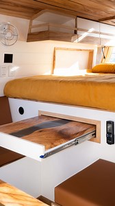 Renault Master camper van conversion by our team in Byron Bay 🌞 Made with Love for an absolute legend of a client who’s going to take this home on wheels on all of his mountain biking adventures Loads of special features in this one, from air conditioning, blue river resin tables, Portuguese tiles in the kitchen area, rooftop deck with tilting solar panels, 2 burner induction cooktop, mountain bike storage in the back, with a large electrical system for the ultimate off grid adventures, all fit