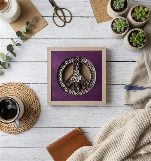 3D Layered Wood Peace Sign Mandala - Boho Zen Wall Art - Homeware - Etsy
