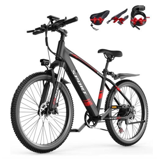 ASKGO F28 Electric Bike for Adults,1500W Motor, 26" Pneumatic Tires, 25mph 45miles Range Mountain Ebikes,Ebike with 499WH 48V 10AH Internal Battery, with Front Suspension, 7-Speed Gear, UL 2849