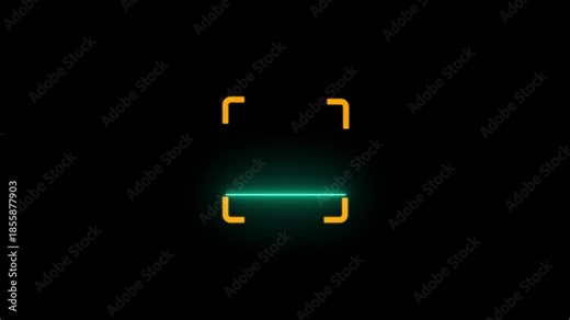 scanner icon animation isolated scanner neon shine icon animation .fingerprint biometric scanning animation. Biometric scanning animation showing neon fingerprint icon animated.